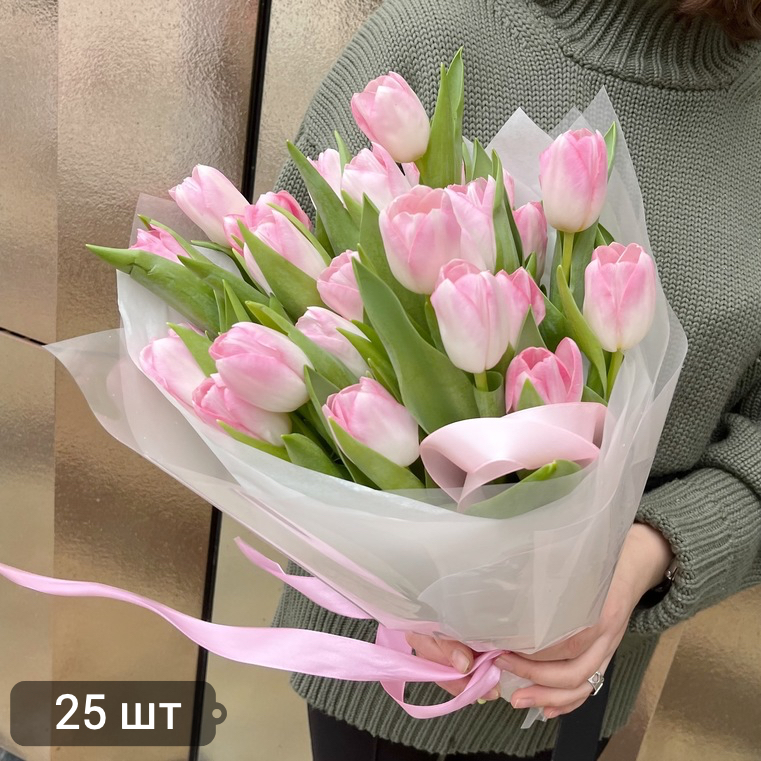 Букет розовых тюльпанов №8822